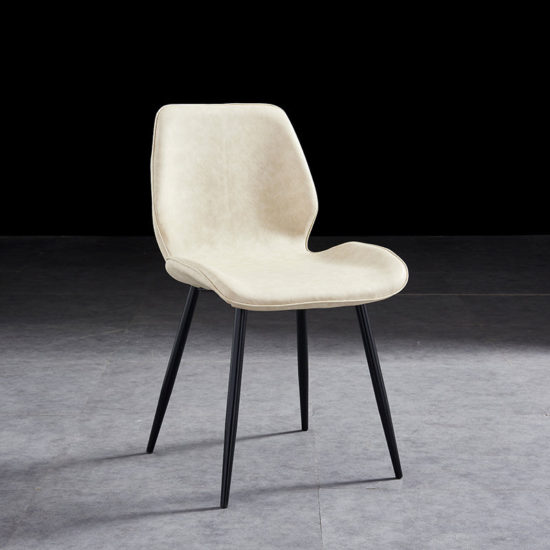 Modern Upholstered Armless Dining Chairs Wingback Side Chairs with Metal Legs Off-White 1 Piece Black Clearhalo ' kitchen&dining_furn' 'Dining Chairs' 'Dining Tables & Seating' 'dining_chair' 'furn' 'furn_dining_chair' 'Furniture' 'furniture_dining_chair' 'Kitchen & Dining Furniture' 'kitchen' 3828070