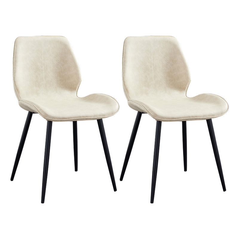 Modern Upholstered Armless Dining Chairs Wingback Side Chairs with Metal Legs Off-White 2 Piece Set Black Clearhalo ' kitchen&dining_furn' 'Dining Chairs' 'Dining Tables & Seating' 'dining_chair' 'furn' 'furn_dining_chair' 'Furniture' 'furniture_dining_chair' 'Kitchen & Dining Furniture' 'kitchen' 3828071