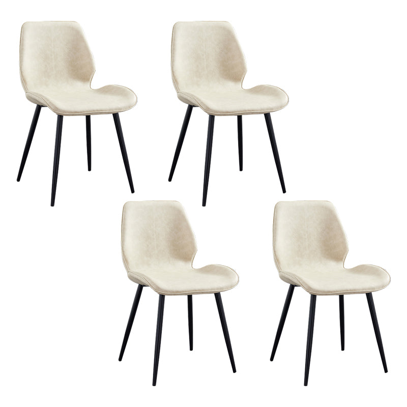 Modern Upholstered Armless Dining Chairs Wingback Side Chairs with Metal Legs Off-White 4 Piece Set Black Clearhalo ' kitchen&dining_furn' 'Dining Chairs' 'Dining Tables & Seating' 'dining_chair' 'furn' 'furn_dining_chair' 'Furniture' 'furniture_dining_chair' 'Kitchen & Dining Furniture' 'kitchen' 3828072