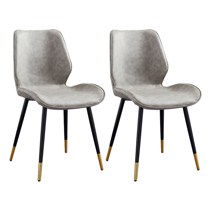 Modern Upholstered Armless Dining Chairs Wingback Side Chairs with Metal Legs Light Gray 2 Piece Set Brass Gold Clearhalo ' kitchen&dining_furn' 'Dining Chairs' 'Dining Tables & Seating' 'dining_chair' 'furn' 'furn_dining_chair' 'Furniture' 'furniture_dining_chair' 'Kitchen & Dining Furniture' 'kitchen' 3828074