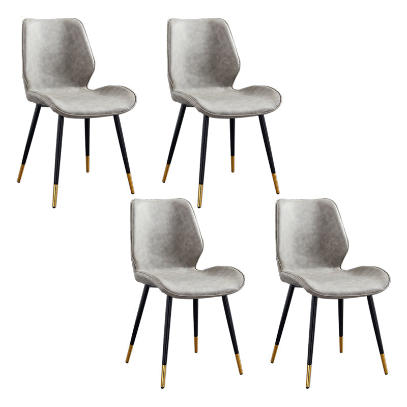 Modern Upholstered Armless Dining Chairs Wingback Side Chairs with Metal Legs Light Gray 4 Piece Set Brass Gold Clearhalo ' kitchen&dining_furn' 'Dining Chairs' 'Dining Tables & Seating' 'dining_chair' 'furn' 'furn_dining_chair' 'Furniture' 'furniture_dining_chair' 'Kitchen & Dining Furniture' 'kitchen' 3828075
