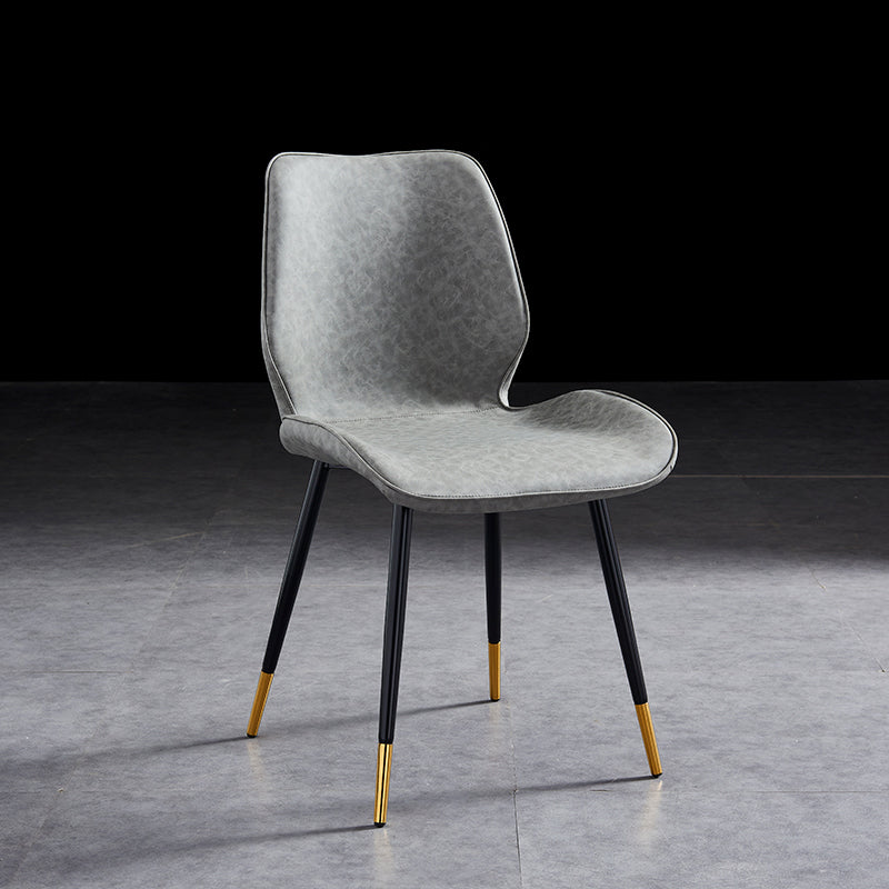 Modern Upholstered Armless Dining Chairs Wingback Side Chairs with Metal Legs Dark Gray 1 Piece Brass Gold Clearhalo ' kitchen&dining_furn' 'Dining Chairs' 'Dining Tables & Seating' 'dining_chair' 'furn' 'furn_dining_chair' 'Furniture' 'furniture_dining_chair' 'Kitchen & Dining Furniture' 'kitchen' 3828081