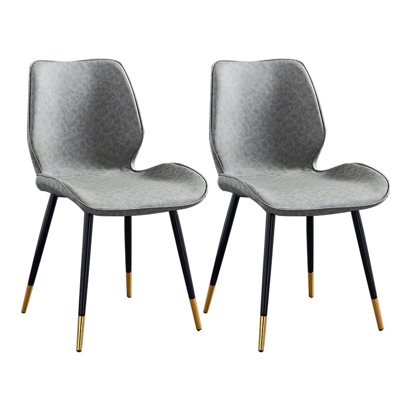 Modern Upholstered Armless Dining Chairs Wingback Side Chairs with Metal Legs Dark Gray 2 Piece Set Brass Gold Clearhalo ' kitchen&dining_furn' 'Dining Chairs' 'Dining Tables & Seating' 'dining_chair' 'furn' 'furn_dining_chair' 'Furniture' 'furniture_dining_chair' 'Kitchen & Dining Furniture' 'kitchen' 3828082