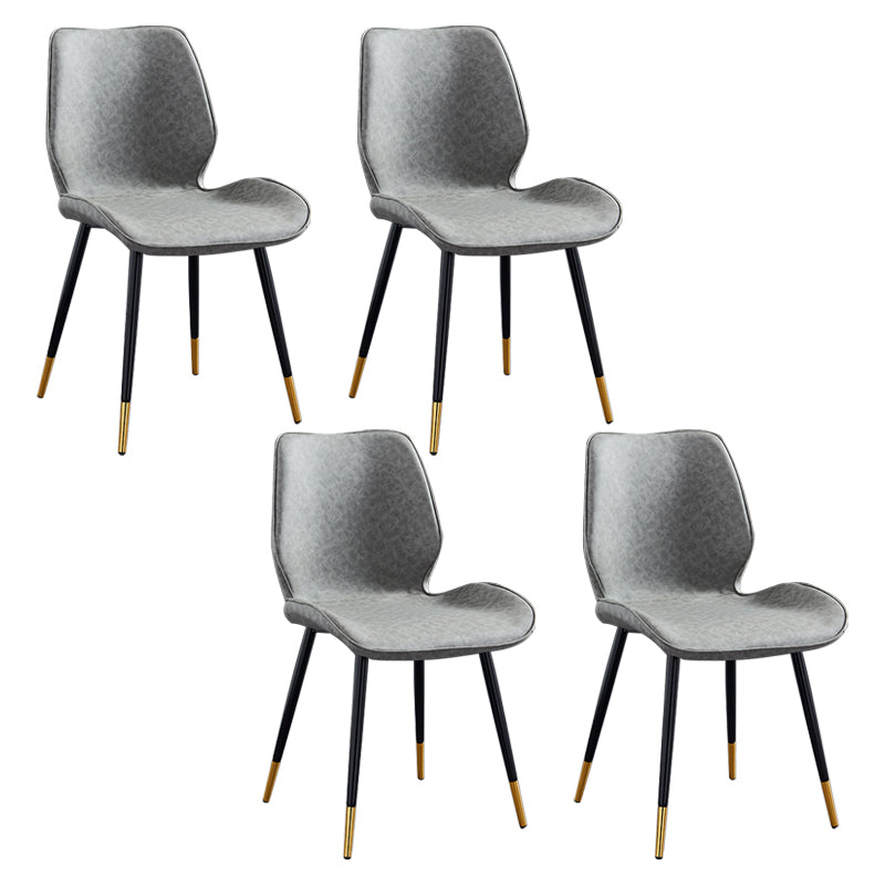 Modern Upholstered Armless Dining Chairs Wingback Side Chairs with Metal Legs Dark Gray 4 Piece Set Brass Gold Clearhalo ' kitchen&dining_furn' 'Dining Chairs' 'Dining Tables & Seating' 'dining_chair' 'furn' 'furn_dining_chair' 'Furniture' 'furniture_dining_chair' 'Kitchen & Dining Furniture' 'kitchen' 3828083