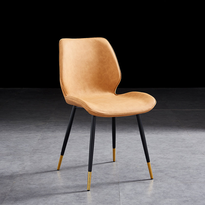 Modern Upholstered Armless Dining Chairs Wingback Side Chairs with Metal Legs Orange 1 Piece Brass Gold Clearhalo ' kitchen&dining_furn' 'Dining Chairs' 'Dining Tables & Seating' 'dining_chair' 'furn' 'furn_dining_chair' 'Furniture' 'furniture_dining_chair' 'Kitchen & Dining Furniture' 'kitchen' 3828084