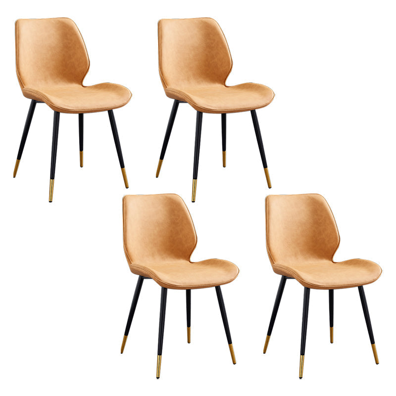 Modern Upholstered Armless Dining Chairs Wingback Side Chairs with Metal Legs Orange 4 Piece Set Brass Gold Clearhalo ' kitchen&dining_furn' 'Dining Chairs' 'Dining Tables & Seating' 'dining_chair' 'furn' 'furn_dining_chair' 'Furniture' 'furniture_dining_chair' 'Kitchen & Dining Furniture' 'kitchen' 3828086