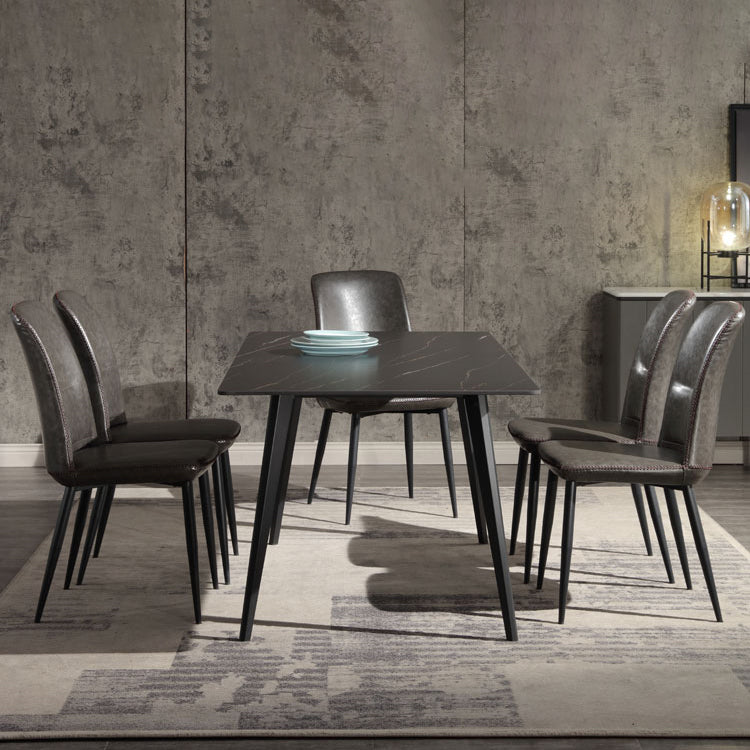 Scandinavian Style Leather Dining Chairs Solid Back Chair and 4 Black Finish Legs for Home Clearhalo ' kitchen&dining_furn' 'Dining Chairs' 'Dining Tables & Seating' 'dining_chair' 'furn' 'furn_dining_chair' 'Furniture' 'furniture_dining_chair' 'Kitchen & Dining Furniture' 'kitchen' 3828089