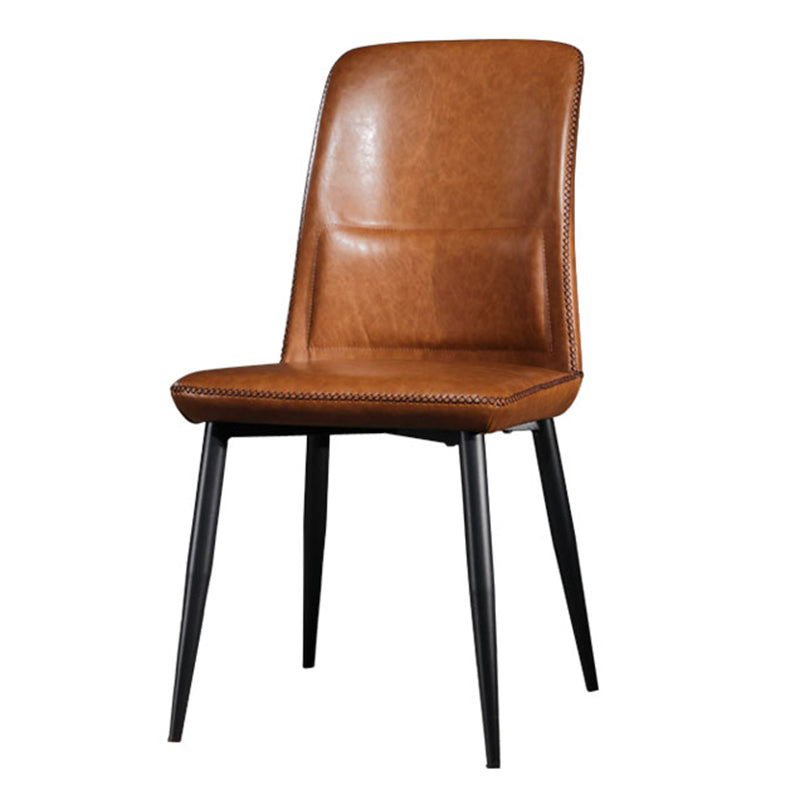 Scandinavian Style Leather Dining Chairs Solid Back Chair and 4 Black Finish Legs for Home Clearhalo ' kitchen&dining_furn' 'Dining Chairs' 'Dining Tables & Seating' 'dining_chair' 'furn' 'furn_dining_chair' 'Furniture' 'furniture_dining_chair' 'Kitchen & Dining Furniture' 'kitchen' 3828096