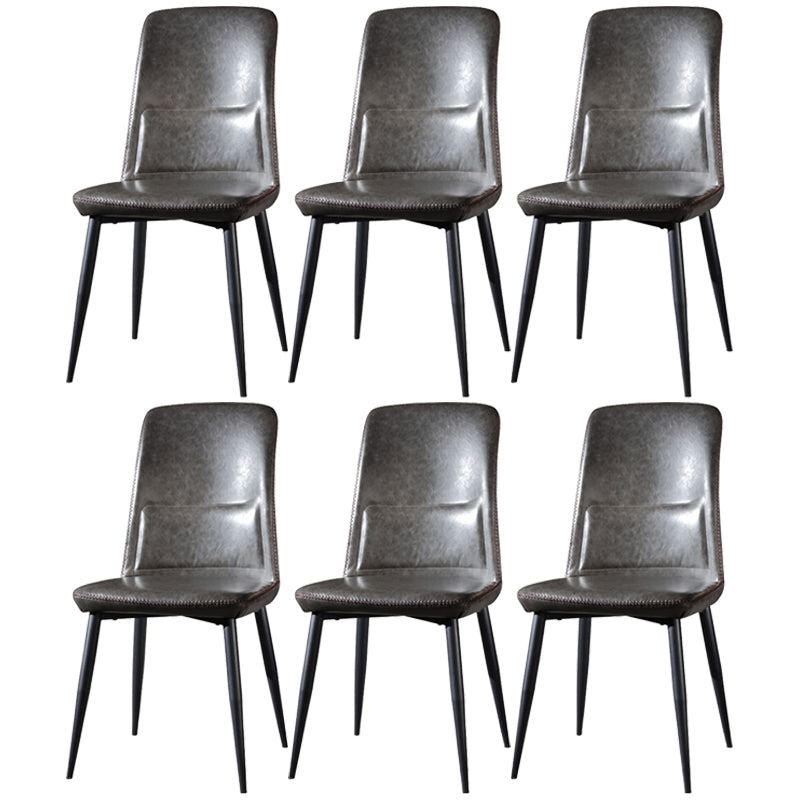 Scandinavian Style Leather Dining Chairs Solid Back Chair and 4 Black Finish Legs for Home Grey 6 Piece Set Clearhalo ' kitchen&dining_furn' 'Dining Chairs' 'Dining Tables & Seating' 'dining_chair' 'furn' 'furn_dining_chair' 'Furniture' 'furniture_dining_chair' 'Kitchen & Dining Furniture' 'kitchen' 3828097