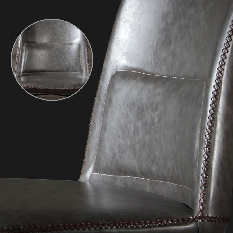 Scandinavian Style Leather Dining Chairs Solid Back Chair and 4 Black Finish Legs for Home Clearhalo ' kitchen&dining_furn' 'Dining Chairs' 'Dining Tables & Seating' 'dining_chair' 'furn' 'furn_dining_chair' 'Furniture' 'furniture_dining_chair' 'Kitchen & Dining Furniture' 'kitchen' 3828098