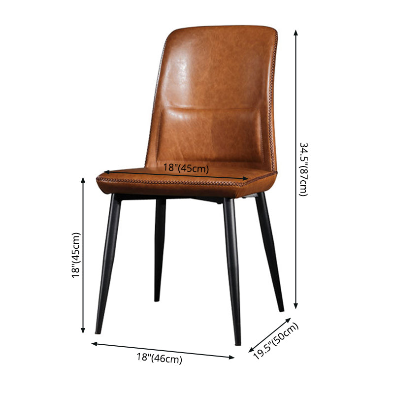Scandinavian Style Leather Dining Chairs Solid Back Chair and 4 Black Finish Legs for Home Clearhalo ' kitchen&dining_furn' 'Dining Chairs' 'Dining Tables & Seating' 'dining_chair' 'furn' 'furn_dining_chair' 'Furniture' 'furniture_dining_chair' 'Kitchen & Dining Furniture' 'kitchen' 3828102