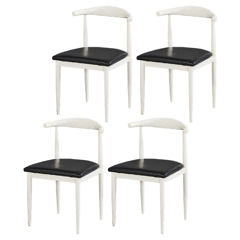 Contemporary Home Side Chair Open Back Metal Dining Room Chair Upholstered Black White 4 Piece Set Clearhalo ' kitchen&dining_furn' 'Dining Chairs' 'Dining Tables & Seating' 'dining_chair' 'furn' 'furn_dining_chair' 'Furniture' 'furniture_dining_chair' 'Kitchen & Dining Furniture' 'kitchen' 3828106