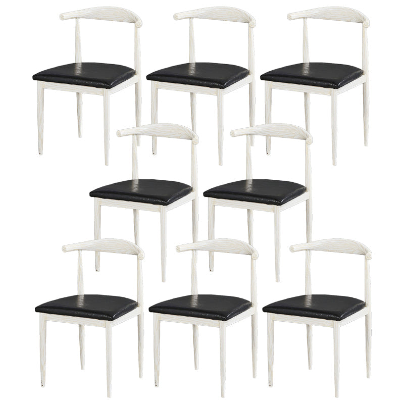 Contemporary Home Side Chair Open Back Metal Dining Room Chair Upholstered Black White 8 Piece Set Clearhalo ' kitchen&dining_furn' 'Dining Chairs' 'Dining Tables & Seating' 'dining_chair' 'furn' 'furn_dining_chair' 'Furniture' 'furniture_dining_chair' 'Kitchen & Dining Furniture' 'kitchen' 3828108