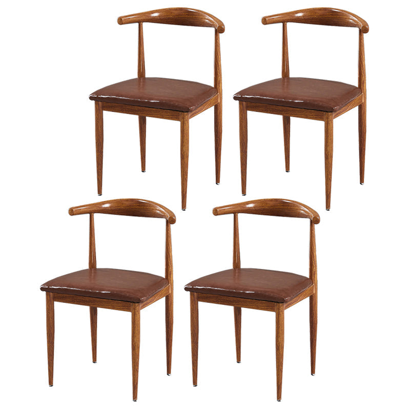Contemporary Home Side Chair Open Back Metal Dining Room Chair Upholstered Brown 4 Piece Set Clearhalo ' kitchen&dining_furn' 'Dining Chairs' 'Dining Tables & Seating' 'dining_chair' 'furn' 'furn_dining_chair' 'Furniture' 'furniture_dining_chair' 'Kitchen & Dining Furniture' 'kitchen' 3828113