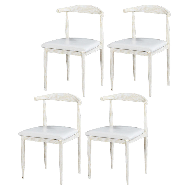Contemporary Home Side Chair Open Back Metal Dining Room Chair Upholstered White 4 Piece Set Clearhalo ' kitchen&dining_furn' 'Dining Chairs' 'Dining Tables & Seating' 'dining_chair' 'furn' 'furn_dining_chair' 'Furniture' 'furniture_dining_chair' 'Kitchen & Dining Furniture' 'kitchen' 3828122