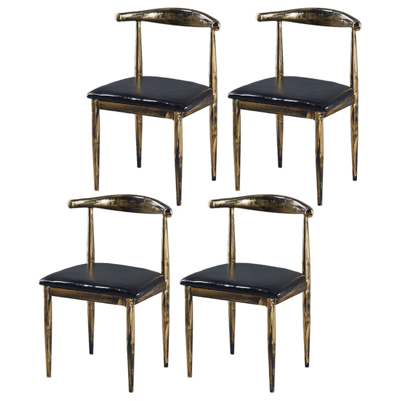 Contemporary Home Side Chair Open Back Metal Dining Room Chair Upholstered Gold-Black 4 Piece Set Clearhalo ' kitchen&dining_furn' 'Dining Chairs' 'Dining Tables & Seating' 'dining_chair' 'furn' 'furn_dining_chair' 'Furniture' 'furniture_dining_chair' 'Kitchen & Dining Furniture' 'kitchen' 3828126