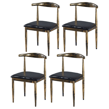 Contemporary Home Side Chair Open Back Metal Dining Room Chair Upholstered Gold-Black 4 Piece Set Clearhalo ' kitchen&dining_furn' 'Dining Chairs' 'Dining Tables & Seating' 'dining_chair' 'furn' 'furn_dining_chair' 'Furniture' 'furniture_dining_chair' 'Kitchen & Dining Furniture' 'kitchen' 3828126
