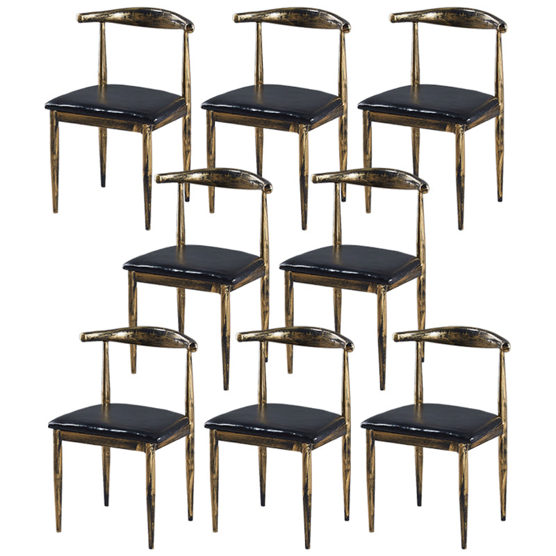 Contemporary Home Side Chair Open Back Metal Dining Room Chair Upholstered Gold-Black 8 Piece Set Clearhalo ' kitchen&dining_furn' 'Dining Chairs' 'Dining Tables & Seating' 'dining_chair' 'furn' 'furn_dining_chair' 'Furniture' 'furniture_dining_chair' 'Kitchen & Dining Furniture' 'kitchen' 3828127