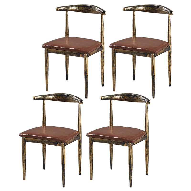 Contemporary Home Side Chair Open Back Metal Dining Room Chair Upholstered Dark Brown 4 Piece Set Clearhalo ' kitchen&dining_furn' 'Dining Chairs' 'Dining Tables & Seating' 'dining_chair' 'furn' 'furn_dining_chair' 'Furniture' 'furniture_dining_chair' 'Kitchen & Dining Furniture' 'kitchen' 3828142