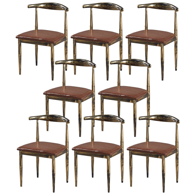 Contemporary Home Side Chair Open Back Metal Dining Room Chair Upholstered Dark Brown 8 Piece Set Clearhalo ' kitchen&dining_furn' 'Dining Chairs' 'Dining Tables & Seating' 'dining_chair' 'furn' 'furn_dining_chair' 'Furniture' 'furniture_dining_chair' 'Kitchen & Dining Furniture' 'kitchen' 3828143