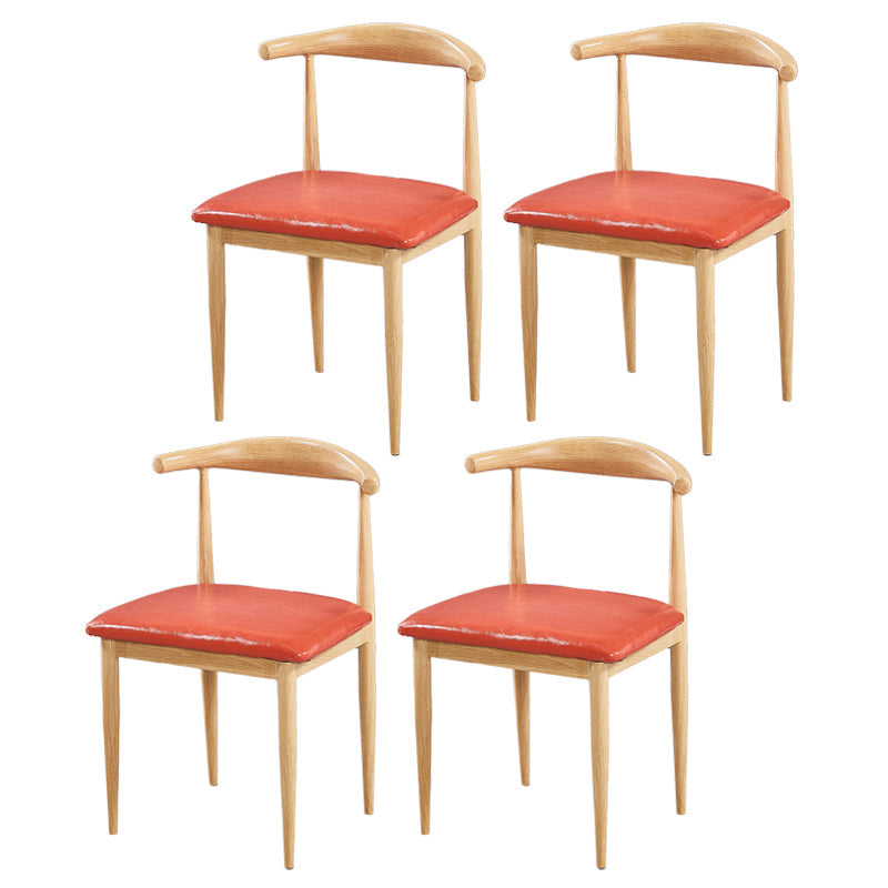 Contemporary Home Side Chair Open Back Metal Dining Room Chair Upholstered Orange 4 Piece Set Clearhalo ' kitchen&dining_furn' 'Dining Chairs' 'Dining Tables & Seating' 'dining_chair' 'furn' 'furn_dining_chair' 'Furniture' 'furniture_dining_chair' 'Kitchen & Dining Furniture' 'kitchen' 3828148