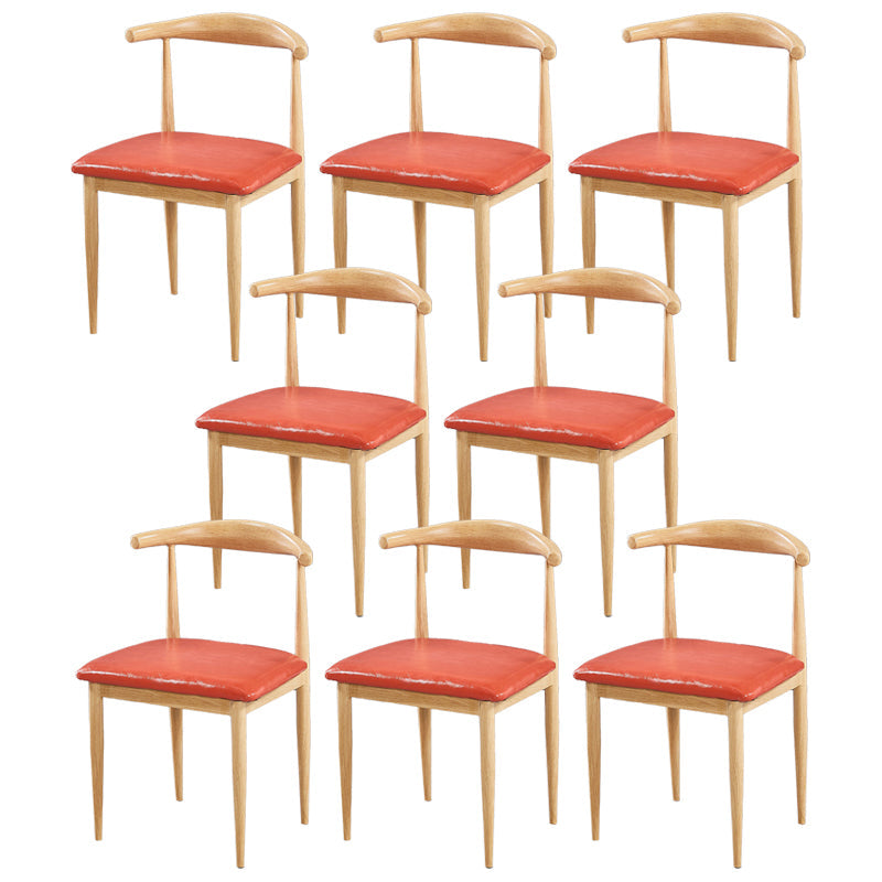 Contemporary Home Side Chair Open Back Metal Dining Room Chair Upholstered Orange 8 Piece Set Clearhalo ' kitchen&dining_furn' 'Dining Chairs' 'Dining Tables & Seating' 'dining_chair' 'furn' 'furn_dining_chair' 'Furniture' 'furniture_dining_chair' 'Kitchen & Dining Furniture' 'kitchen' 3828149