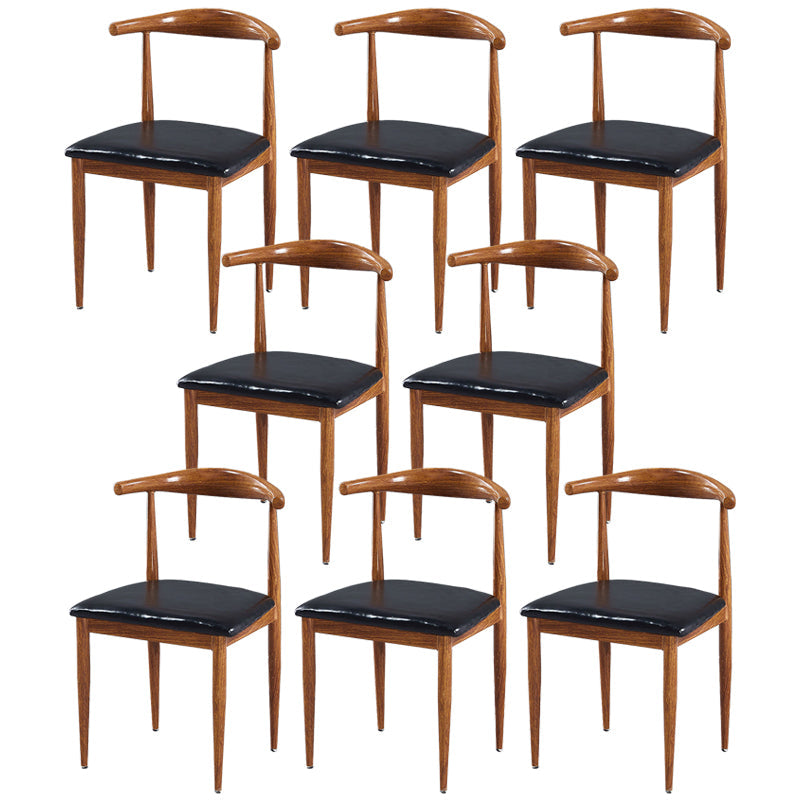 Contemporary Home Side Chair Open Back Metal Dining Room Chair Upholstered Brown-Black 8 Piece Set Clearhalo ' kitchen&dining_furn' 'Dining Chairs' 'Dining Tables & Seating' 'dining_chair' 'furn' 'furn_dining_chair' 'Furniture' 'furniture_dining_chair' 'Kitchen & Dining Furniture' 'kitchen' 3828151