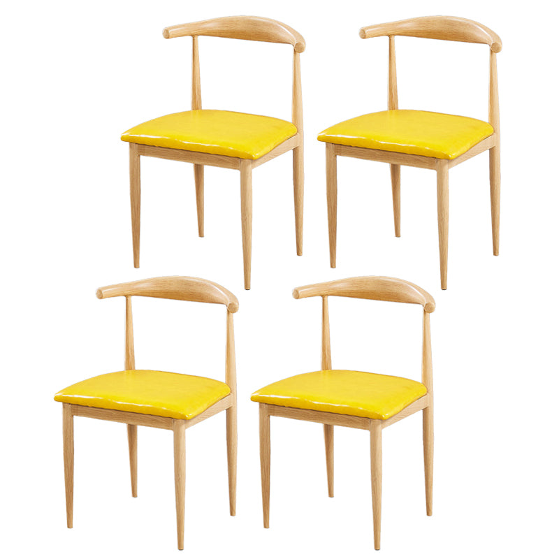 Contemporary Home Side Chair Open Back Metal Dining Room Chair Upholstered Yellow 4 Piece Set Clearhalo ' kitchen&dining_furn' 'Dining Chairs' 'Dining Tables & Seating' 'dining_chair' 'furn' 'furn_dining_chair' 'Furniture' 'furniture_dining_chair' 'Kitchen & Dining Furniture' 'kitchen' 3828152