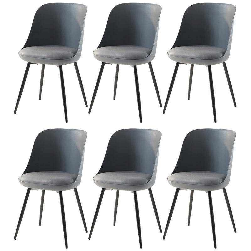 Leather Upholstered Armless Dining Chairs Solid Back Side Chairs with Metal Legs Grey 6 Piece Set Clearhalo ' kitchen&dining_furn' 'Dining Chairs' 'Dining Tables & Seating' 'dining_chair' 'furn' 'furn_dining_chair' 'Furniture' 'furniture_dining_chair' 'Kitchen & Dining Furniture' 'kitchen' 3831124