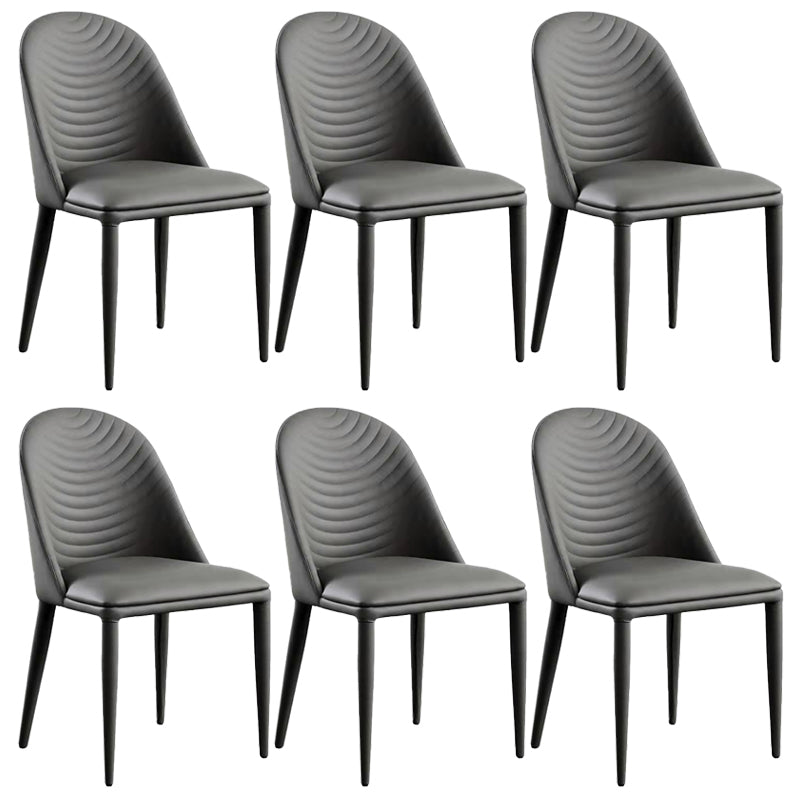 Contemporary Metal Dining Room Chairs Upholstered Armless Dining Chairs for Home Use Grey 6 Piece Set Clearhalo ' kitchen&dining_furn' 'Dining Chairs' 'Dining Tables & Seating' 'dining_chair' 'furn' 'furn_dining_chair' 'Furniture' 'furniture_dining_chair' 'Kitchen & Dining Furniture' 'kitchen' 3831146