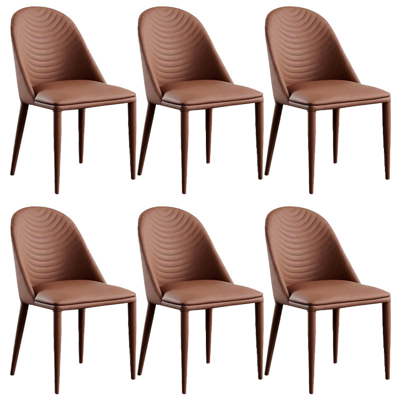 Contemporary Metal Dining Room Chairs Upholstered Armless Dining Chairs for Home Use Orange 6 Piece Set Clearhalo ' kitchen&dining_furn' 'Dining Chairs' 'Dining Tables & Seating' 'dining_chair' 'furn' 'furn_dining_chair' 'Furniture' 'furniture_dining_chair' 'Kitchen & Dining Furniture' 'kitchen' 3831147
