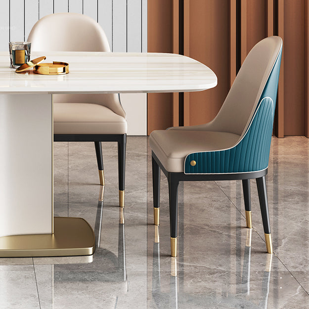 Modern Style Marble Table with White Table and Pedestal Base for Home Use Clearhalo 'Dining Room Sets' 'Dining Tables & Seating' 'dining_room_set' 'furn' 'furn_dining_room_set' 'Furniture' 'furniture_dining_room_set' 'Kitchen & Dining Furniture' 'kitchen&dining_furn' 'kitchen' 3831207