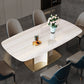 Modern Style Marble Table with White Table and Pedestal Base for Home Use Clearhalo 'Dining Room Sets' 'Dining Tables & Seating' 'dining_room_set' 'furn' 'furn_dining_room_set' 'Furniture' 'furniture_dining_room_set' 'Kitchen & Dining Furniture' 'kitchen&dining_furn' 'kitchen' 3831213