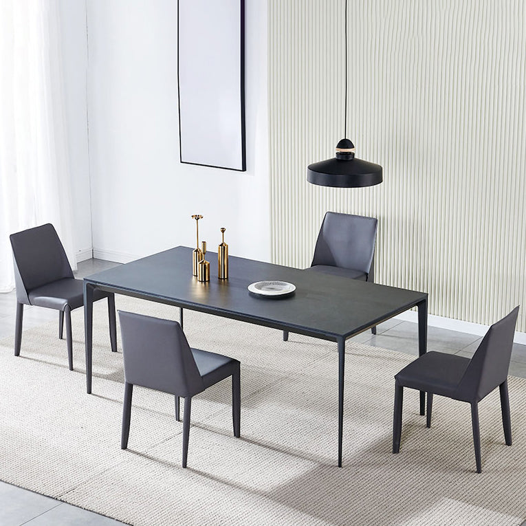 Contemporary Sintered Stone Top Dining Table Set of Rectangle Shape Formal Dinette Set Clearhalo 'Dining Room Sets' 'Dining Tables & Seating' 'dining_room_set' 'furn' 'furn_dining_room_set' 'Furniture' 'furniture_dining_room_set' 'Kitchen & Dining Furniture' 'kitchen&dining_furn' 'kitchen' 3831254