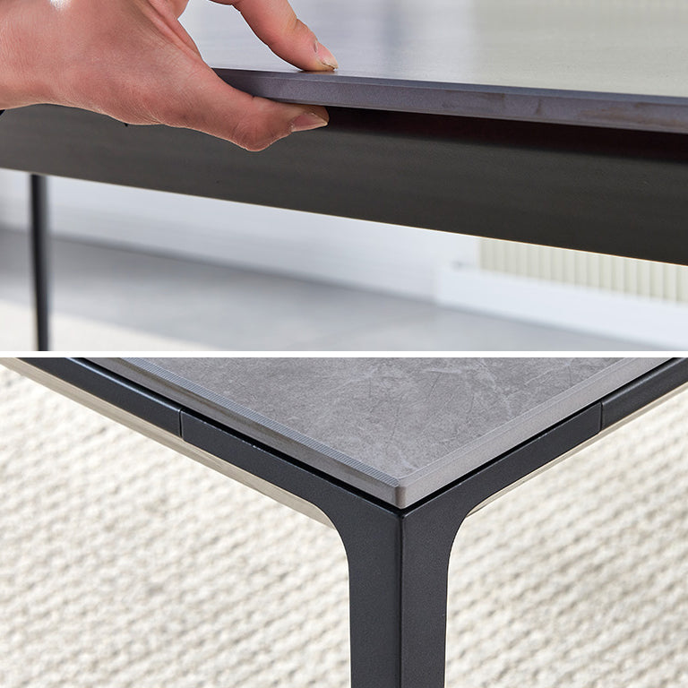 Contemporary Sintered Stone Top Dining Table Set of Rectangle Shape Formal Dinette Set Clearhalo 'Dining Room Sets' 'Dining Tables & Seating' 'dining_room_set' 'furn' 'furn_dining_room_set' 'Furniture' 'furniture_dining_room_set' 'Kitchen & Dining Furniture' 'kitchen&dining_furn' 'kitchen' 3831256