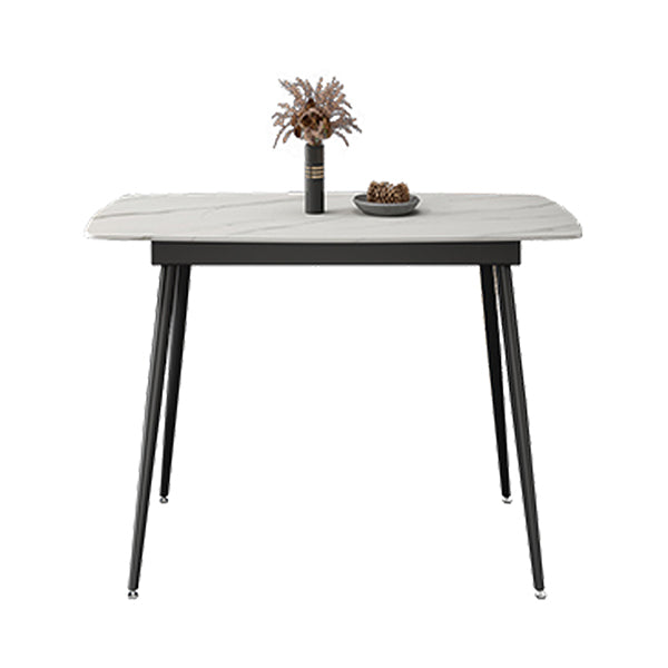 Contemporary Style 4-foot Dining Table Stone Home Furniture with Metal Leg Square Without Chairs Clearhalo ' dining_table' 'Dining Tables & Seating' 'Dining Tables' 'furn' 'furn_dining_table' 'Furniture' 'furniture_dining_table' 'Kitchen & Dining Furniture' 'kitchen&dining_furn' 'kitchen' 'kitchen_dining_table' 3831280
