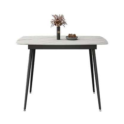 Contemporary Style 4-foot Dining Table Stone Home Furniture with Metal Leg Square Without Chairs Clearhalo ' dining_table' 'Dining Tables & Seating' 'Dining Tables' 'furn' 'furn_dining_table' 'Furniture' 'furniture_dining_table' 'Kitchen & Dining Furniture' 'kitchen&dining_furn' 'kitchen' 'kitchen_dining_table' 3831280