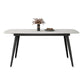 Contemporary Style 4-foot Dining Table Stone Home Furniture with Metal Leg Rectangle Without Chairs Clearhalo ' dining_table' 'Dining Tables & Seating' 'Dining Tables' 'furn' 'furn_dining_table' 'Furniture' 'furniture_dining_table' 'Kitchen & Dining Furniture' 'kitchen&dining_furn' 'kitchen' 'kitchen_dining_table' 3831282