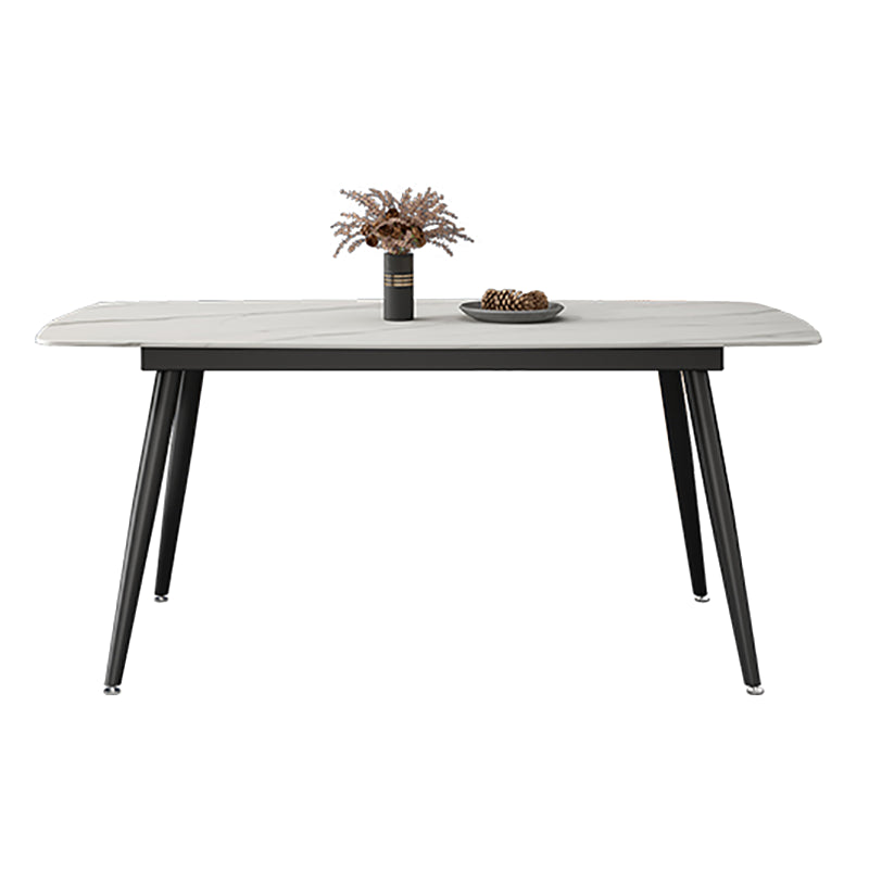 Contemporary Style 4-foot Dining Table Stone Home Furniture with Metal Leg Rectangle Without Chairs Clearhalo ' dining_table' 'Dining Tables & Seating' 'Dining Tables' 'furn' 'furn_dining_table' 'Furniture' 'furniture_dining_table' 'Kitchen & Dining Furniture' 'kitchen&dining_furn' 'kitchen' 'kitchen_dining_table' 3831282