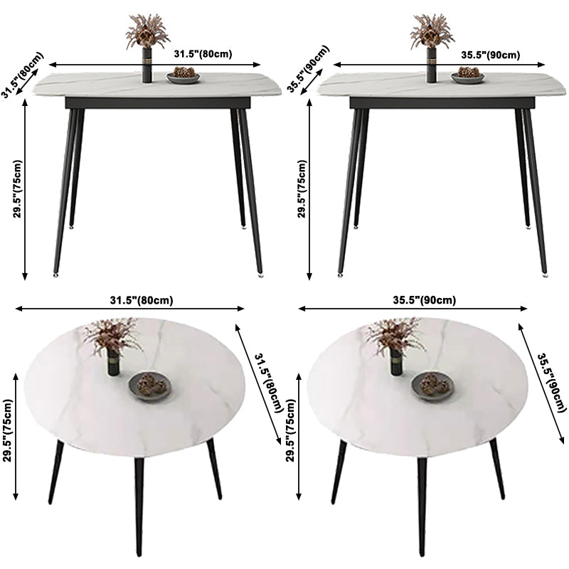 Contemporary Style 4-foot Dining Table Stone Home Furniture with Metal Leg Clearhalo ' dining_table' 'Dining Tables & Seating' 'Dining Tables' 'furn' 'furn_dining_table' 'Furniture' 'furniture_dining_table' 'Kitchen & Dining Furniture' 'kitchen&dining_furn' 'kitchen' 'kitchen_dining_table' 3831289