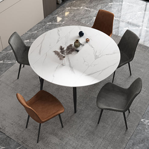 Contemporary Style 4-foot Dining Table Stone Home Furniture with Metal Leg Clearhalo ' dining_table' 'Dining Tables & Seating' 'Dining Tables' 'furn' 'furn_dining_table' 'Furniture' 'furniture_dining_table' 'Kitchen & Dining Furniture' 'kitchen&dining_furn' 'kitchen' 'kitchen_dining_table' 3831291