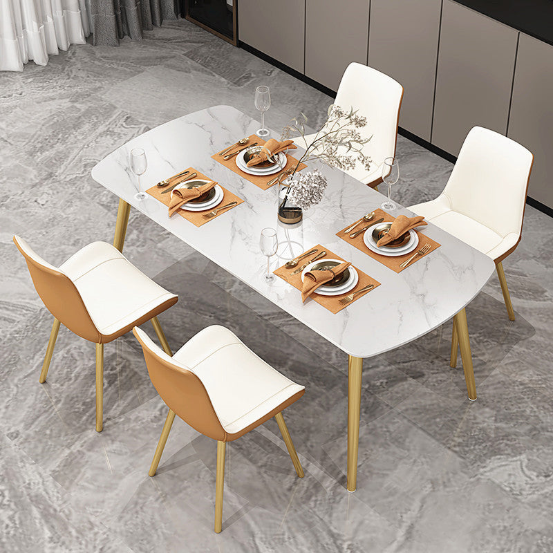 Sintered Stone Modern Style Dining Table White Rectangle Table with 4 Legs Clearhalo ' dining_table' 'Dining Tables & Seating' 'Dining Tables' 'furn' 'furn_dining_table' 'Furniture' 'furniture_dining_table' 'Kitchen & Dining Furniture' 'kitchen&dining_furn' 'kitchen' 'kitchen_dining_table' 3831294