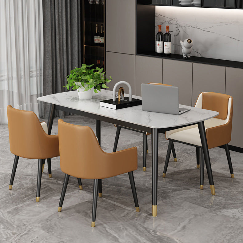Sintered Stone Modern Style Dining Table White Rectangle Table with 4 Legs Clearhalo ' dining_table' 'Dining Tables & Seating' 'Dining Tables' 'furn' 'furn_dining_table' 'Furniture' 'furniture_dining_table' 'Kitchen & Dining Furniture' 'kitchen&dining_furn' 'kitchen' 'kitchen_dining_table' 3831304