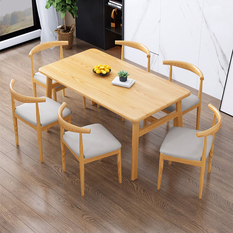 Modern Kitchen Wood Furniture of Standard Height Formal Dining¬†Room¬†Table¬†Set Natural 7 Piece Set Clearhalo 'Dining Room Sets' 'Dining Tables & Seating' 'dining_room_set' 'furn' 'furn_dining_room_set' 'Furniture' 'furniture_dining_room_set' 'Kitchen & Dining Furniture' 'kitchen&dining_furn' 'kitchen' 3831317