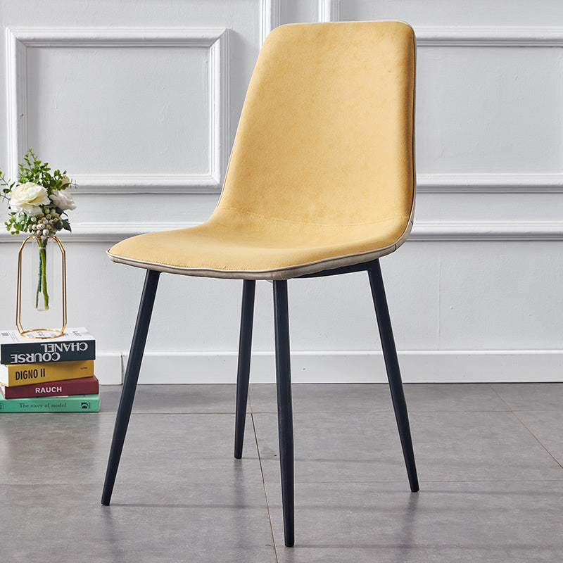 Modern Style Faux Leather Chairs Solid Back Dining Armless Chair for Home Use Yellow 1 Piece Clearhalo ' kitchen&dining_furn' 'Dining Chairs' 'Dining Tables & Seating' 'dining_chair' 'furn' 'furn_dining_chair' 'Furniture' 'furniture_dining_chair' 'Kitchen & Dining Furniture' 'kitchen' 3834985