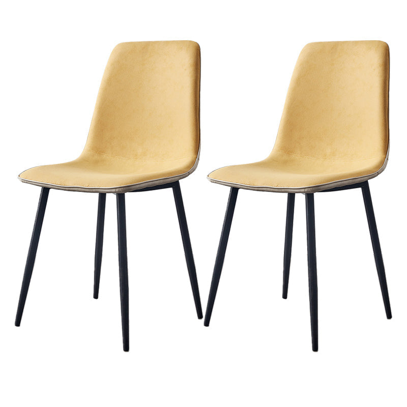 Modern Style Faux Leather Chairs Solid Back Dining Armless Chair for Home Use Yellow 2 Piece Set Clearhalo ' kitchen&dining_furn' 'Dining Chairs' 'Dining Tables & Seating' 'dining_chair' 'furn' 'furn_dining_chair' 'Furniture' 'furniture_dining_chair' 'Kitchen & Dining Furniture' 'kitchen' 3834987