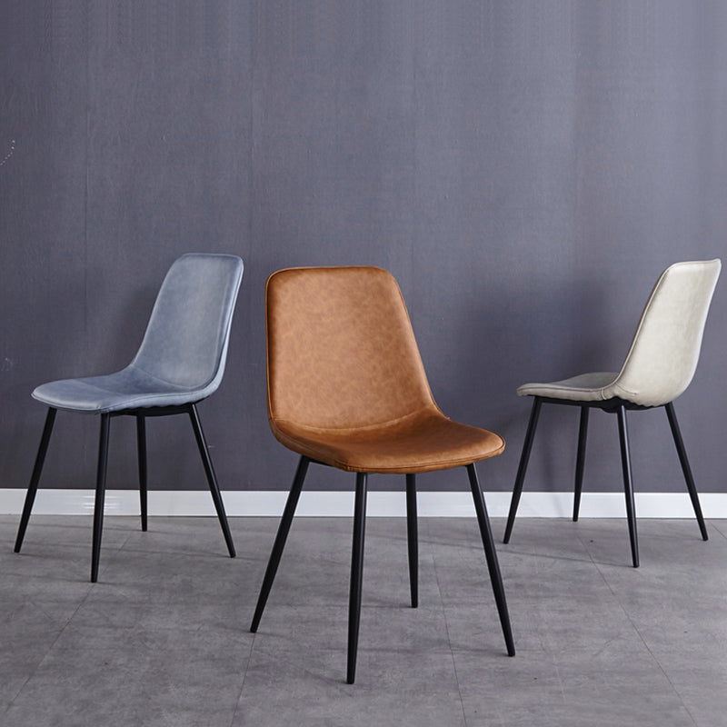 Modern Style Faux Leather Chairs Solid Back Dining Armless Chair for Home Use Clearhalo ' kitchen&dining_furn' 'Dining Chairs' 'Dining Tables & Seating' 'dining_chair' 'furn' 'furn_dining_chair' 'Furniture' 'furniture_dining_chair' 'Kitchen & Dining Furniture' 'kitchen' 3834989