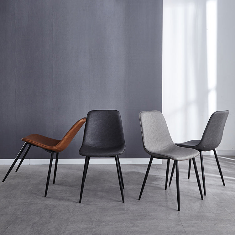 Modern Style Faux Leather Chairs Solid Back Dining Armless Chair for Home Use Clearhalo ' kitchen&dining_furn' 'Dining Chairs' 'Dining Tables & Seating' 'dining_chair' 'furn' 'furn_dining_chair' 'Furniture' 'furniture_dining_chair' 'Kitchen & Dining Furniture' 'kitchen' 3835004