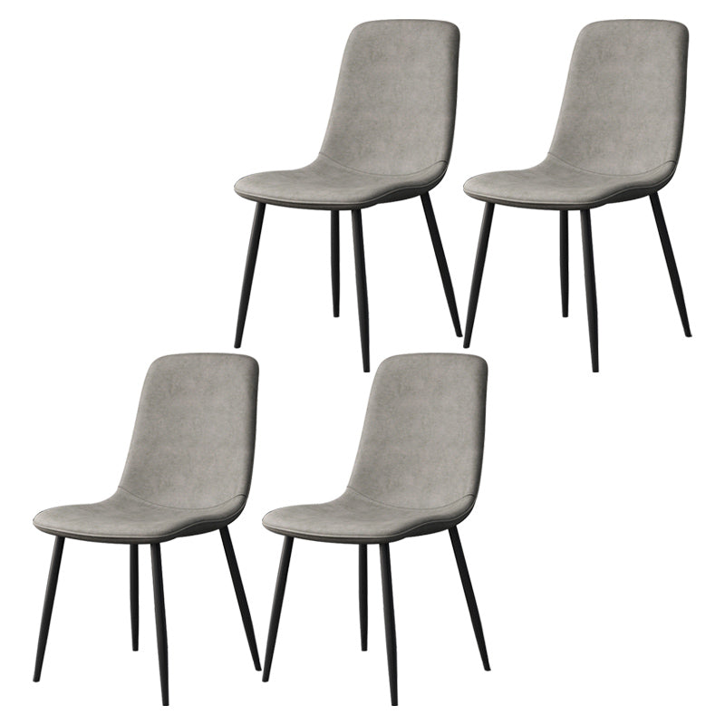 Modern Style Faux Leather Chairs Solid Back Dining Armless Chair for Home Use Grey 4 Piece Set Clearhalo ' kitchen&dining_furn' 'Dining Chairs' 'Dining Tables & Seating' 'dining_chair' 'furn' 'furn_dining_chair' 'Furniture' 'furniture_dining_chair' 'Kitchen & Dining Furniture' 'kitchen' 3835007