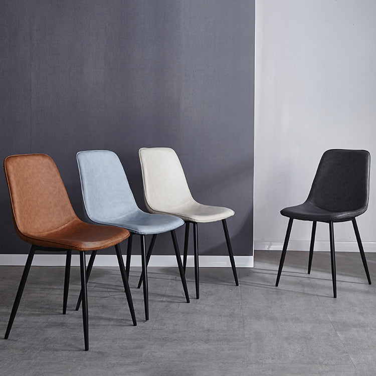 Modern Style Faux Leather Chairs Solid Back Dining Armless Chair for Home Use Clearhalo ' kitchen&dining_furn' 'Dining Chairs' 'Dining Tables & Seating' 'dining_chair' 'furn' 'furn_dining_chair' 'Furniture' 'furniture_dining_chair' 'Kitchen & Dining Furniture' 'kitchen' 3835009